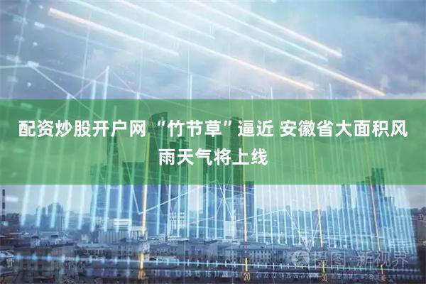 配资炒股开户网 “竹节草”逼近 安徽省大面积风雨天气将上线